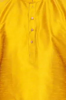 Gold Cotton Silk Kurta And Pyjama Set