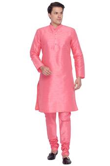 Pink Cotton Silk Kurta And Pyjama Set