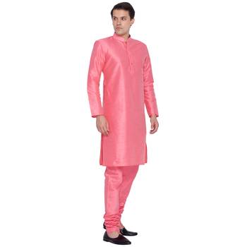 Pink Cotton Silk Kurta And Pyjama Set 2