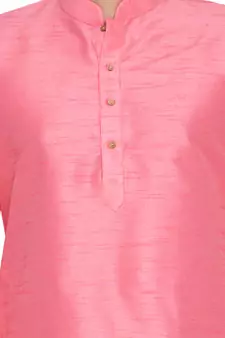 Pink Cotton Silk Kurta And Pyjama Set