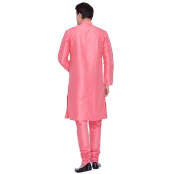 Pink Cotton Silk Kurta And Pyjama Set 4