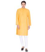 Orange Linen Kurta And Pyjama Set