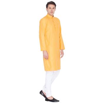 Orange Linen Kurta And Pyjama Set 2