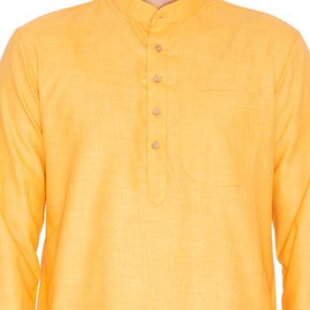 Orange Linen Kurta And Pyjama Set 3