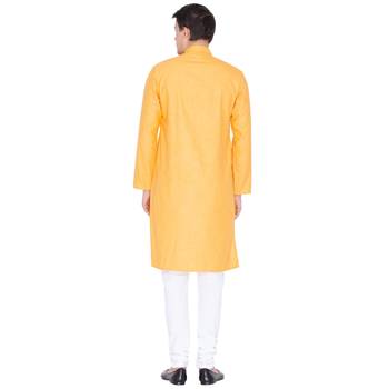 Orange Linen Kurta And Pyjama Set 4