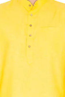 Yellow Linen Kurta And Pyjama Set
