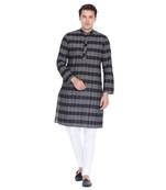 Black Cotton Kurta And Pyjama Set