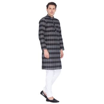 Black Cotton Kurta And Pyjama Set 2