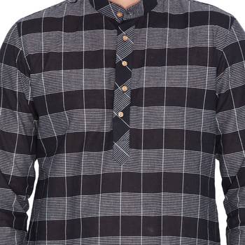 Black Cotton Kurta And Pyjama Set 3