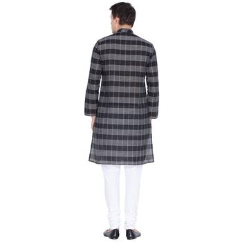 Black Cotton Kurta And Pyjama Set 4
