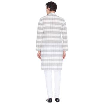 White Cotton Kurta And Pyjama Set 4