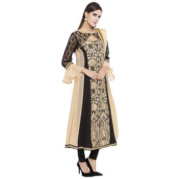 Beige Printed Georgette Salwar With Dupatta 2