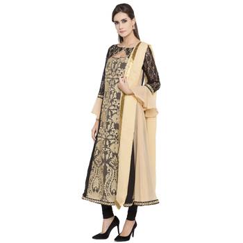 Beige Printed Georgette Salwar With Dupatta 3