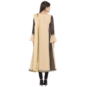 Beige Printed Georgette Salwar With Dupatta 4