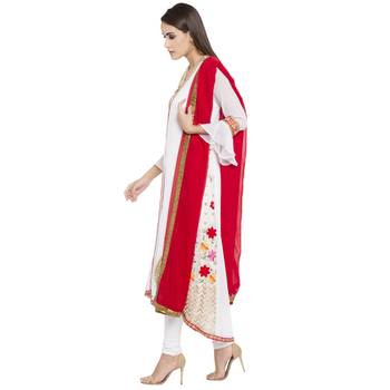 White Printed Georgette Salwar With Dupatta 3