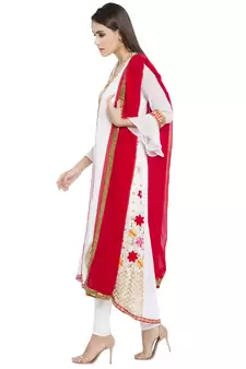White Printed Georgette Salwar With Dupatta