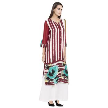 Red Printed Cotton Salwar With Dupatta 2