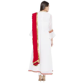 White Printed Georgette Salwar With Dupatta 4