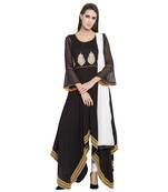 Black Embroidered Cotton Salwar With Dupatta
