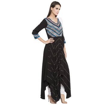 Black Printed Cotton Salwar With Dupatta 2