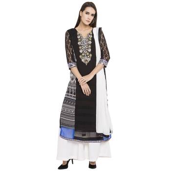 Black Embroidered Georgette Salwar With Dupatta 1