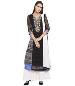 Black Embroidered Georgette Salwar With Dupatta