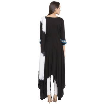Black Printed Cotton Salwar With Dupatta 4