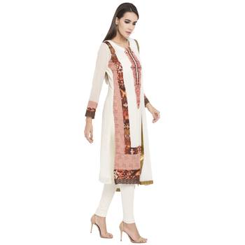 Off White Embroidered Georgette Salwar With Dupatta 2
