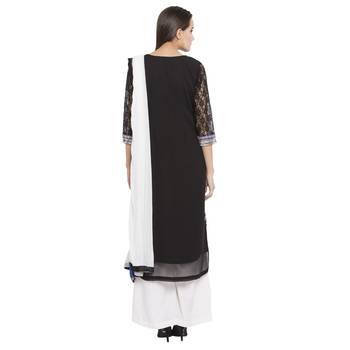 Black Embroidered Georgette Salwar With Dupatta 4