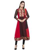 Black Embroidered Georgette Salwar With Dupatta