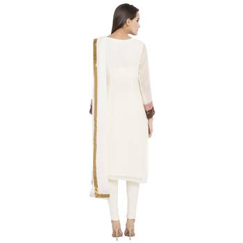 Off White Embroidered Georgette Salwar With Dupatta 4
