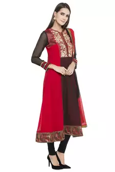 Black Embroidered Georgette Salwar With Dupatta