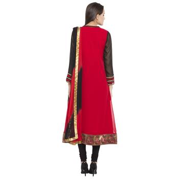 Black Embroidered Georgette Salwar With Dupatta 4