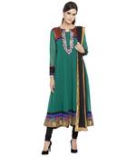 Teal Embroidered Georgette Salwar With Dupatta
