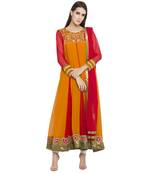 Mustard Embroidered Georgette Salwar With Dupatta
