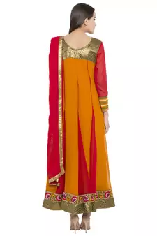 Mustard Embroidered Georgette Salwar With Dupatta