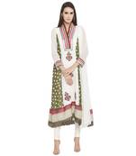 Off White Embroidered Georgette Salwar With Dupatta