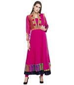 Pink Embroidered Georgette Salwar With Dupatta