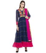 Blue Embroidered Georgette Salwar With Dupatta
