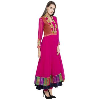 Pink Embroidered Georgette Salwar With Dupatta 2