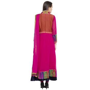 Pink Embroidered Georgette Salwar With Dupatta 4