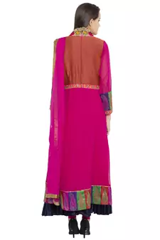 Pink Embroidered Georgette Salwar With Dupatta