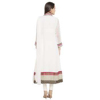 Off White Embroidered Georgette Salwar With Dupatta 4