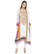 Off White Embroidered Georgette Salwar With Dupatta