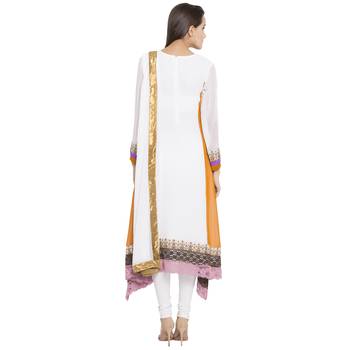 Off White Embroidered Georgette Salwar With Dupatta 4