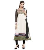 Off White Embroidered Georgette Salwar With Dupatta