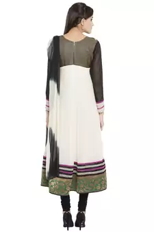 Off White Embroidered Georgette Salwar With Dupatta