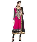 Pink Embroidered Georgette Salwar With Dupatta