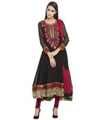 Black Embroidered Georgette Salwar With Dupatta