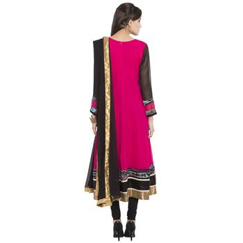 Pink Embroidered Georgette Salwar With Dupatta 4
